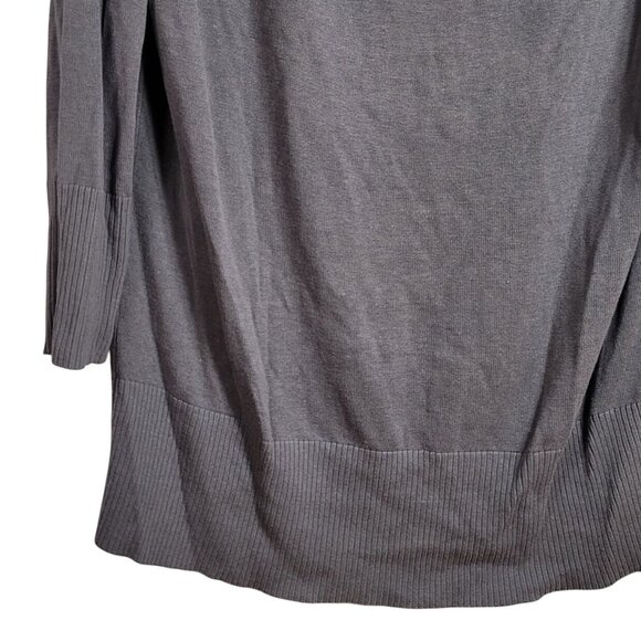Torrid Pullover Sweater Gray 3X Long Sleeve Ribbed Trim Tunic Tight Knit Cowl - Picture 3 of 5